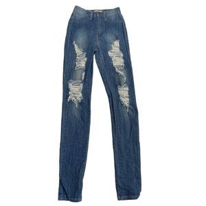 Aphrodite High-Rise Curvy Destructed Skinny Ankle Jeans Blue Size 5